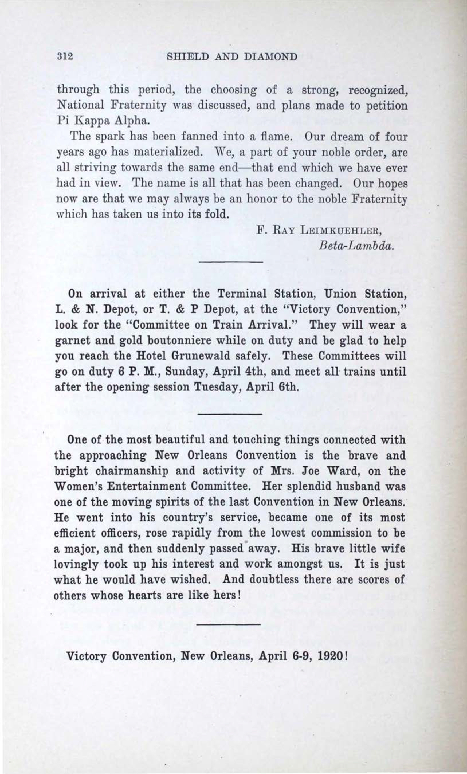 Victory Convention, New Orleans 2, February 1920